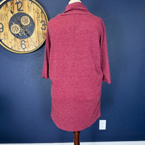Everly Maroon Cowl Neck Sweater Tunic Mini Dress, Size Large - Picture 3 of 7